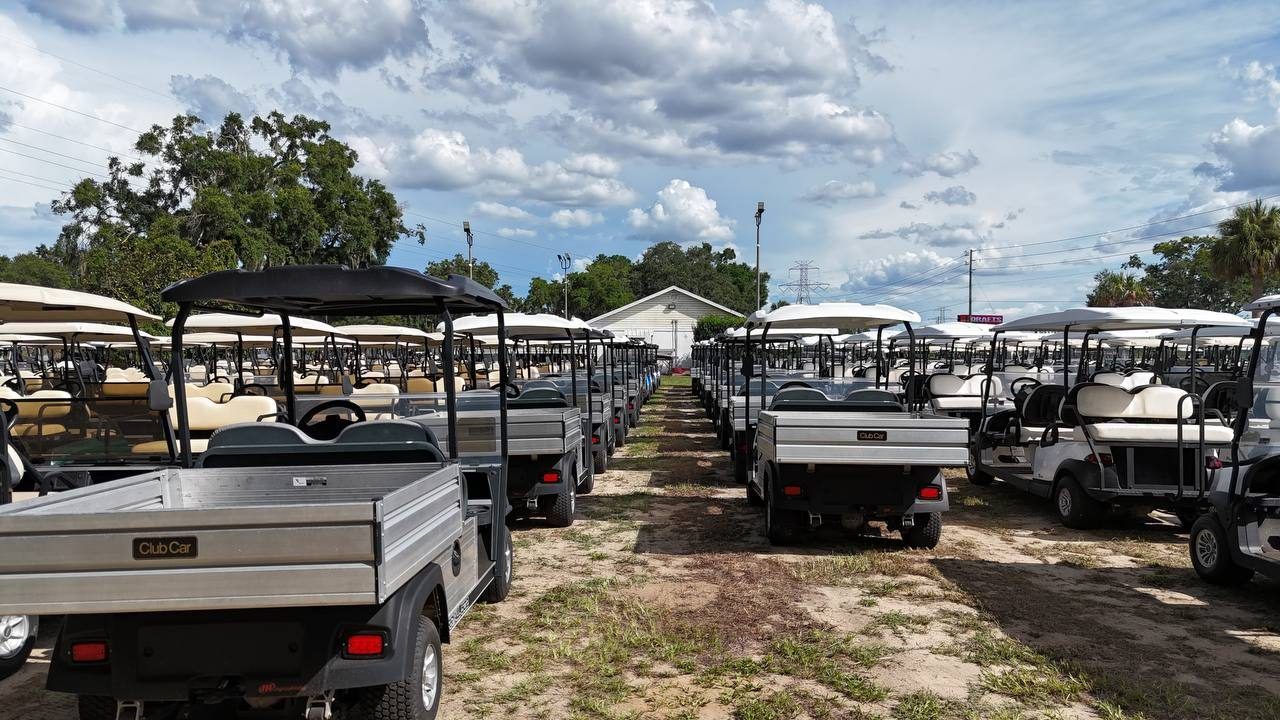 Utility carts lined up at the shop