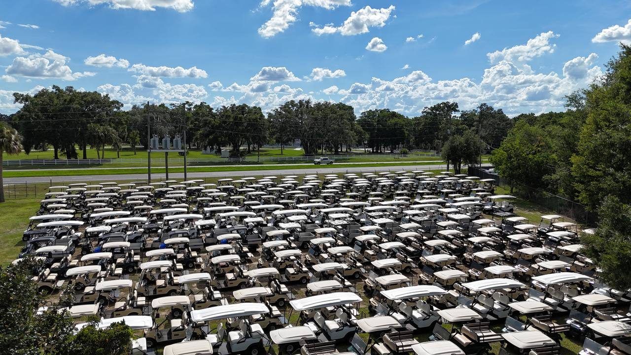 Aerial view of the Masters rental fleet